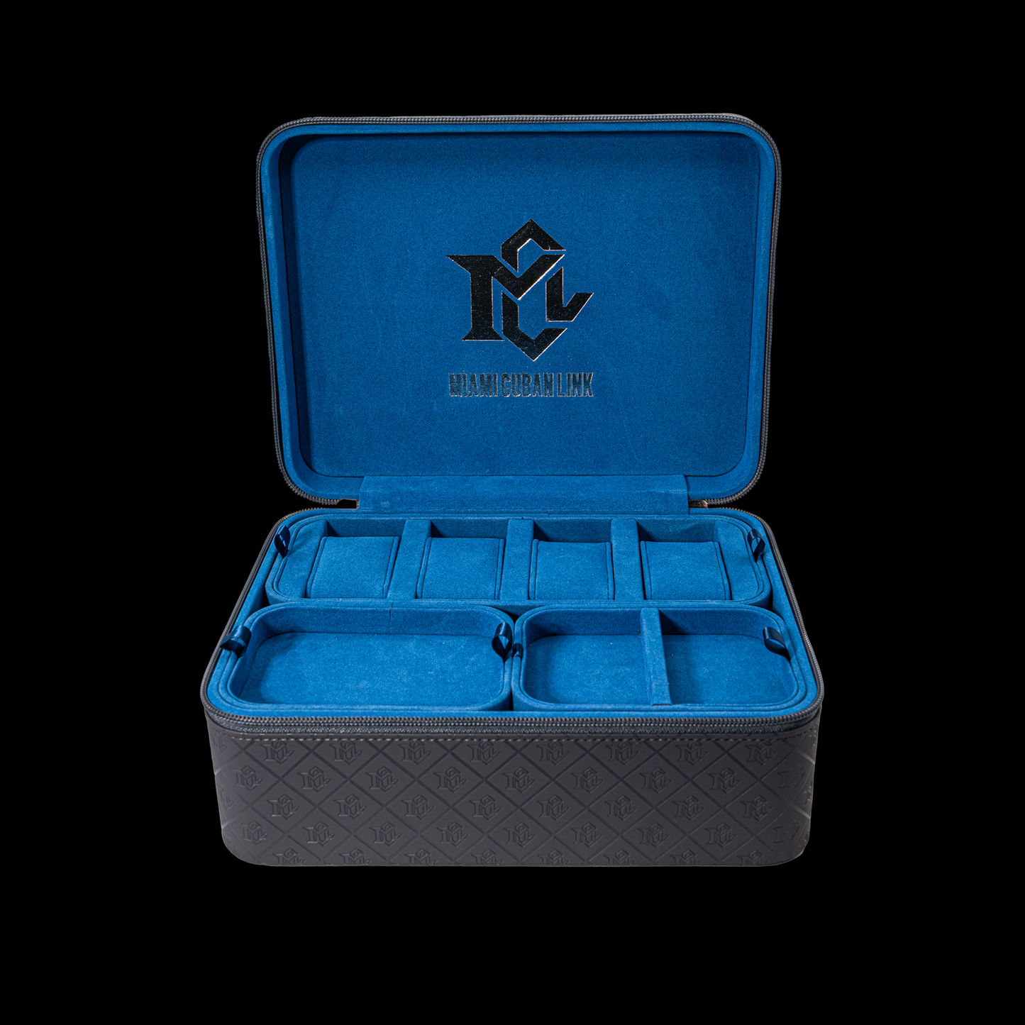 Miami Cuban Link Voyage Travel Jewelry Case - Grey Blue