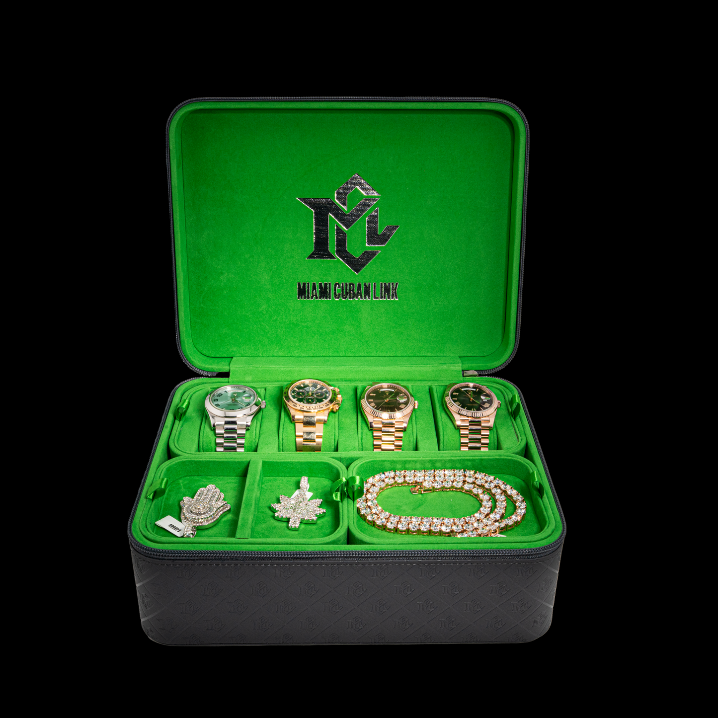Miami Cuban Link Voyage Travel Jewelry Case - Grey Green