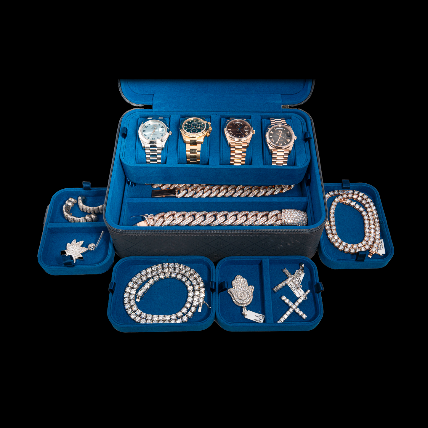 Miami Cuban Link Voyage Travel Jewelry Case - Grey Blue