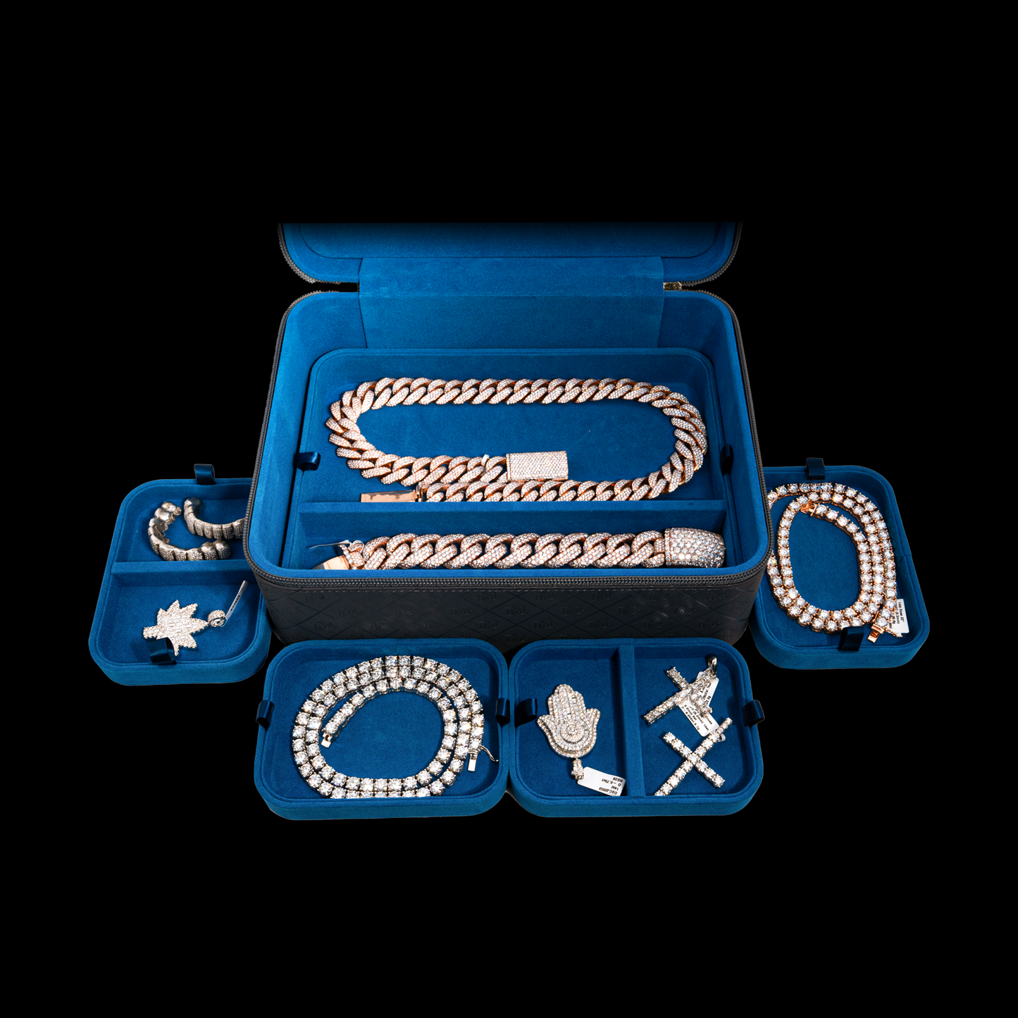 Miami Cuban Link Voyage Travel Jewelry Case - Grey Blue