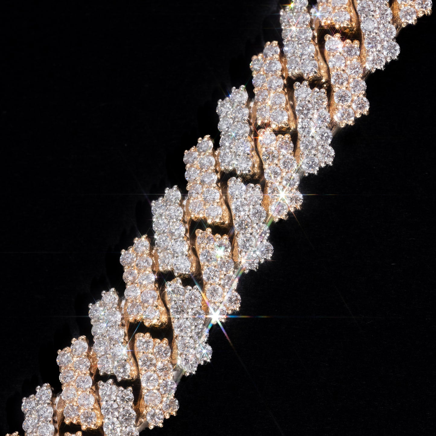 14k Two-Tone Yellow & White Gold Diamond Prong Cuban Link Chain
