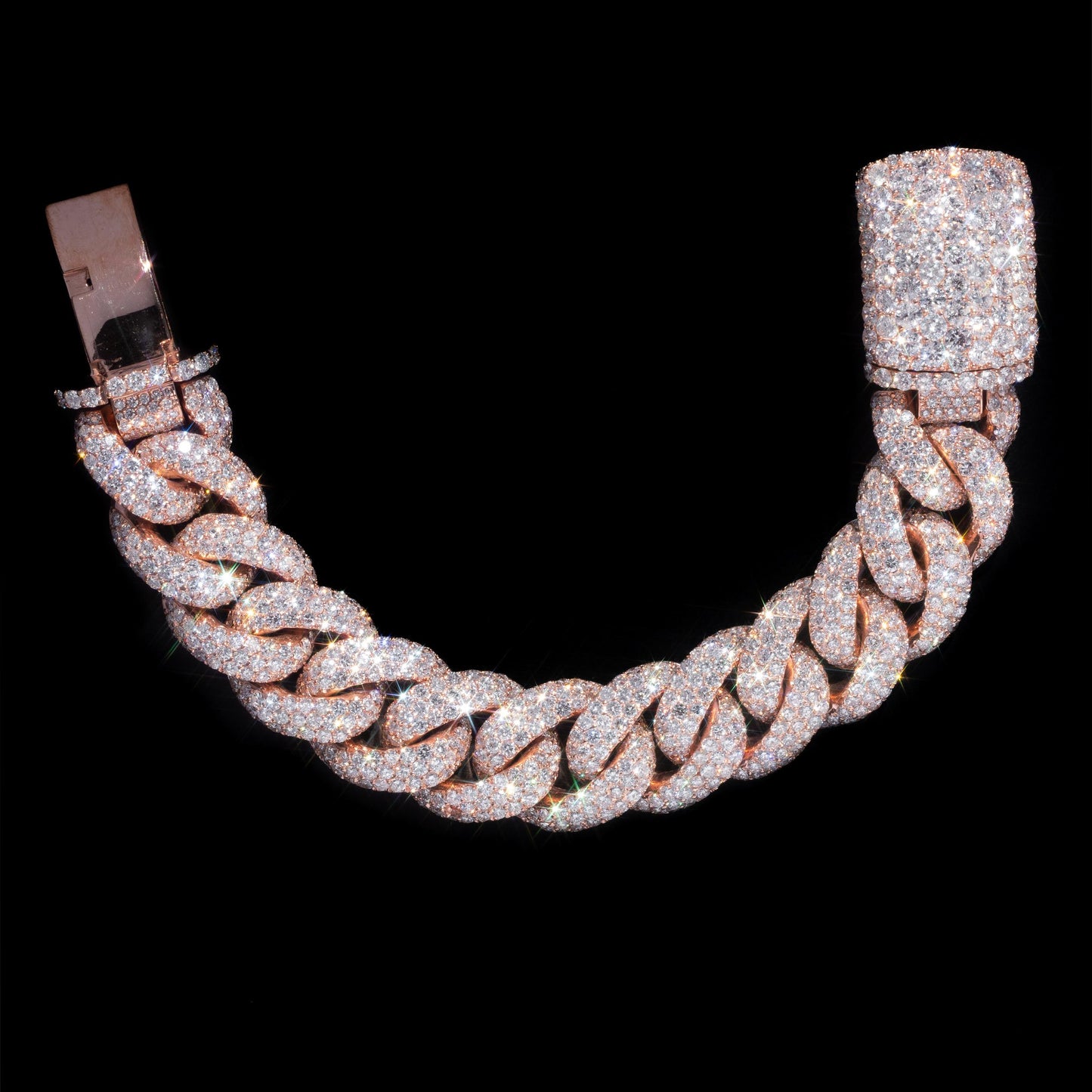 14k Rose Gold Pavé Cuban Link Bracelet