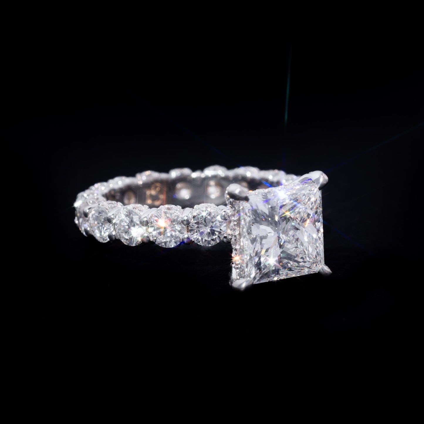 14k White Gold 3ct Princess Cut Engagement Ring