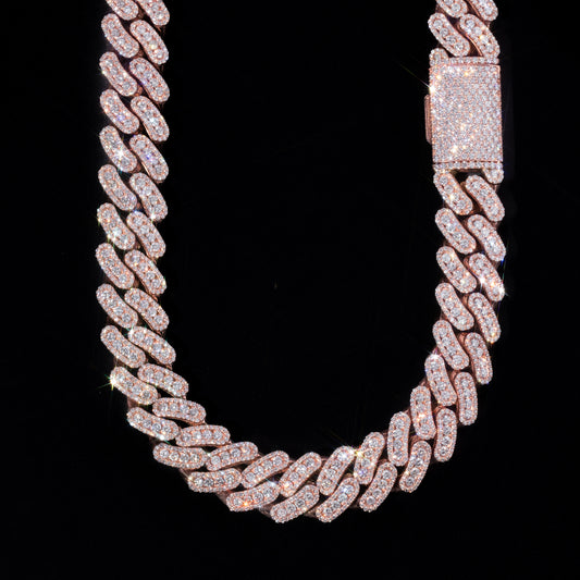 10k Rose Gold Diamond Prong Cuban Link Chain