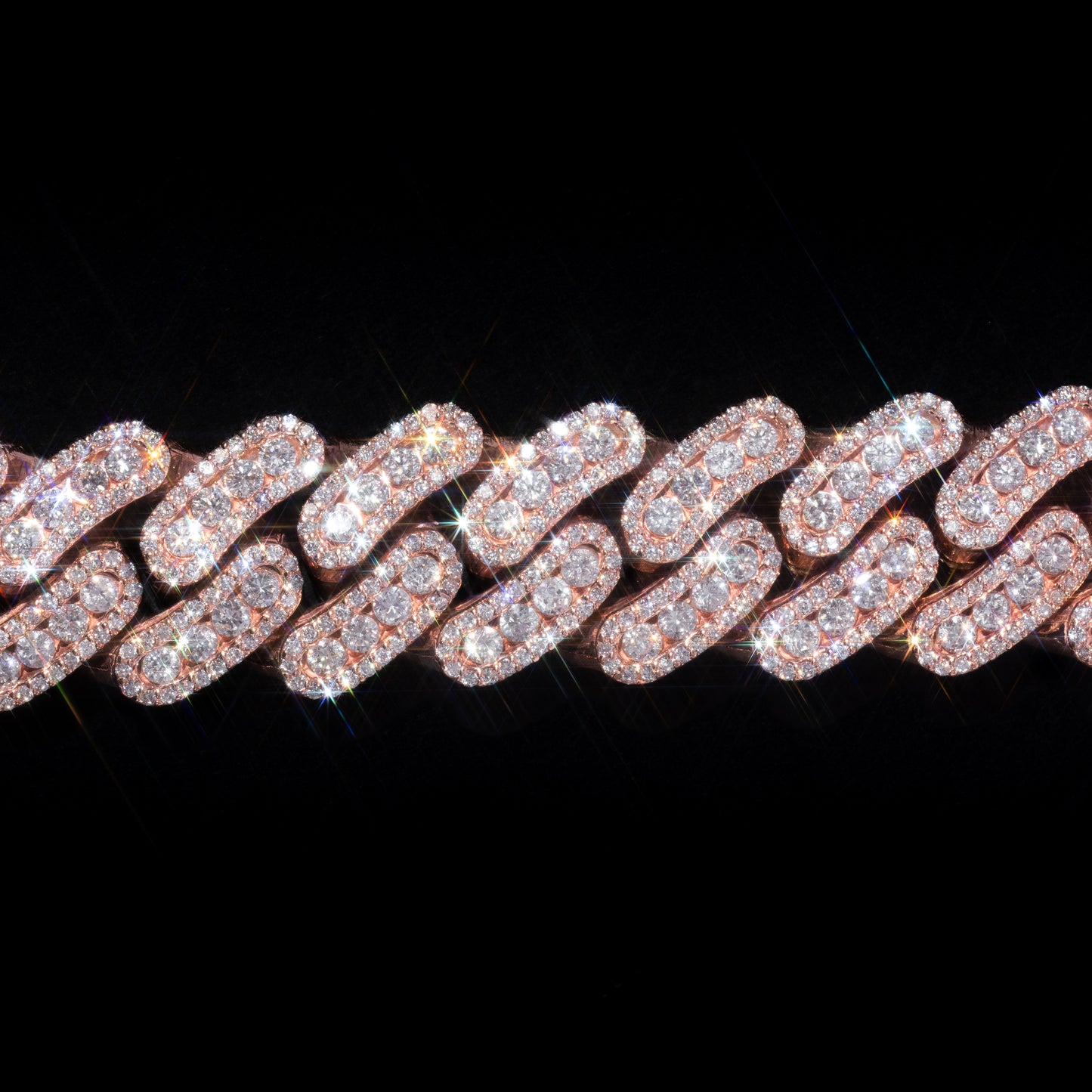 10k Rose Gold Diamond Prong Cuban Link Chain