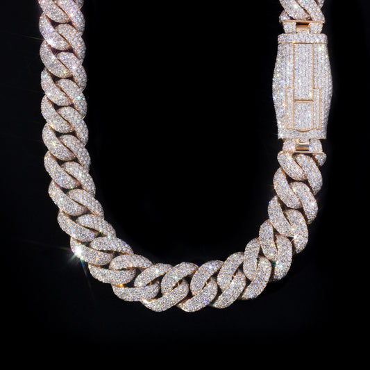14k Yellow Gold Pavé Cuban Link Chain