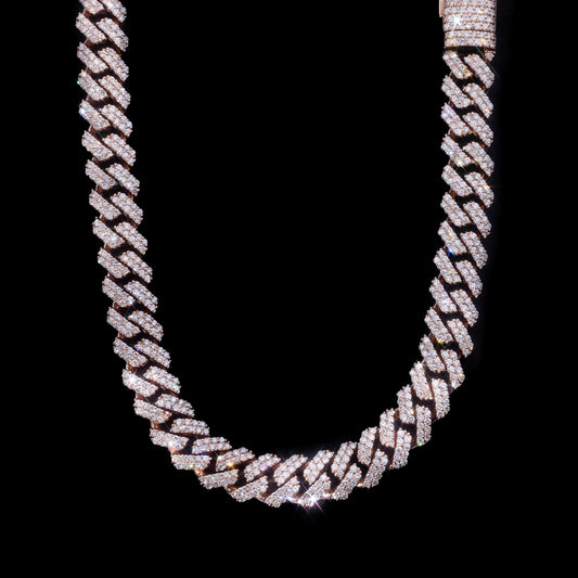 10k Rose Gold Diamond Prong Cuban Link Chain