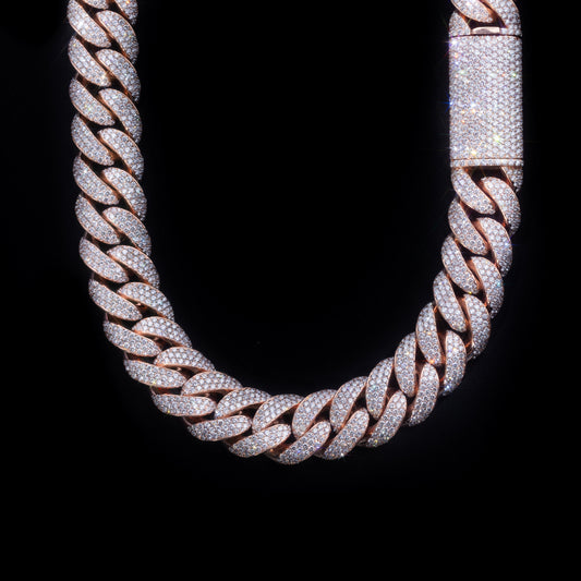 10k Rose Gold Diamond Cuban Link Chain