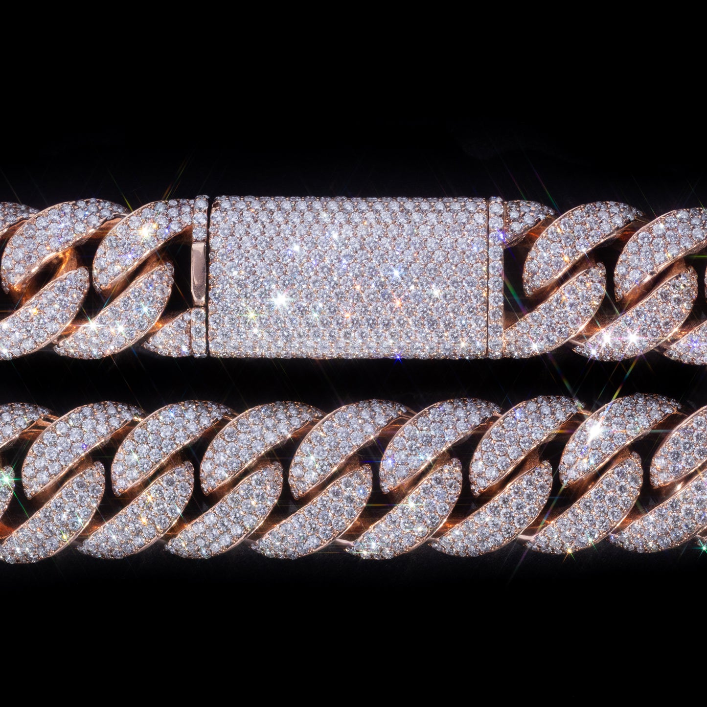 10k Rose Gold Diamond Cuban Link Chain