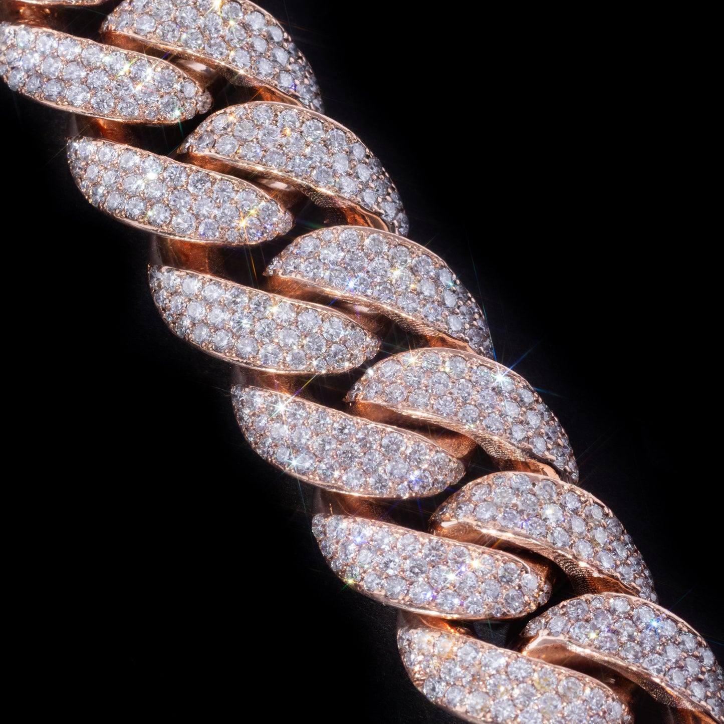 10k Rose Gold Diamond Cuban Link Chain