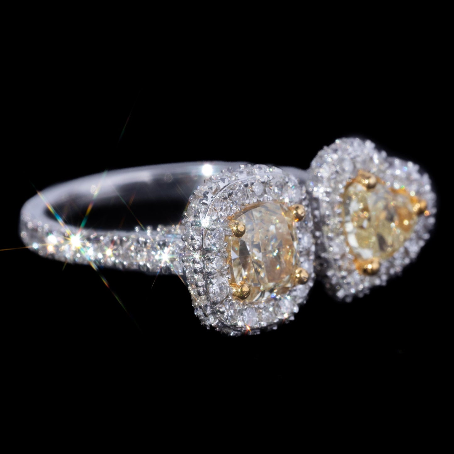 14k White Gold Canary Yellow Diamonds Moi Et Toi Diamond Ring