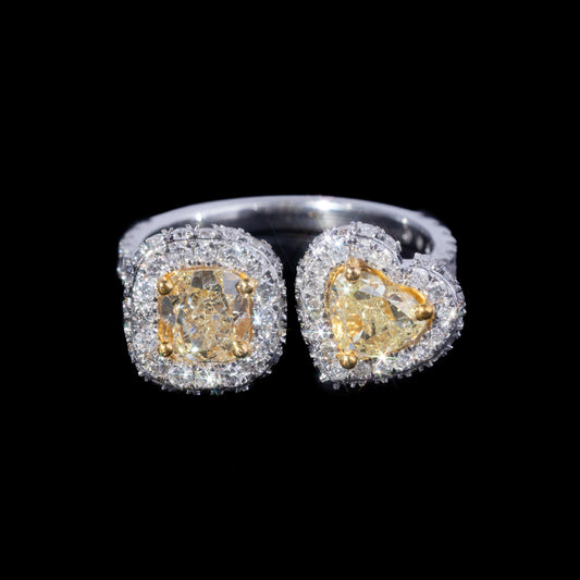14k White Gold Canary Yellow Diamonds Moi Et Toi Diamond Ring