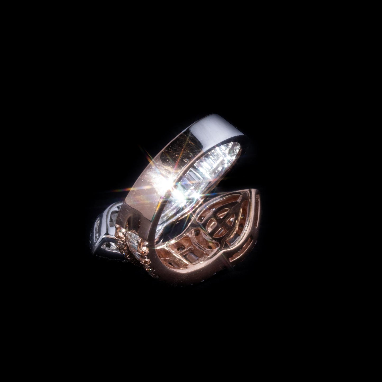 14k Rose & White Gold Leaf Ring