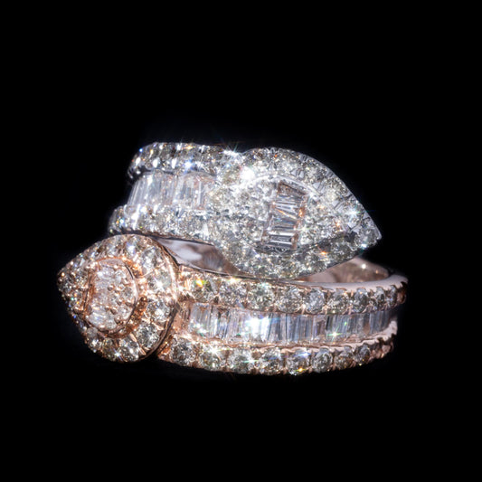 14k Rose & White Gold Leaf Ring