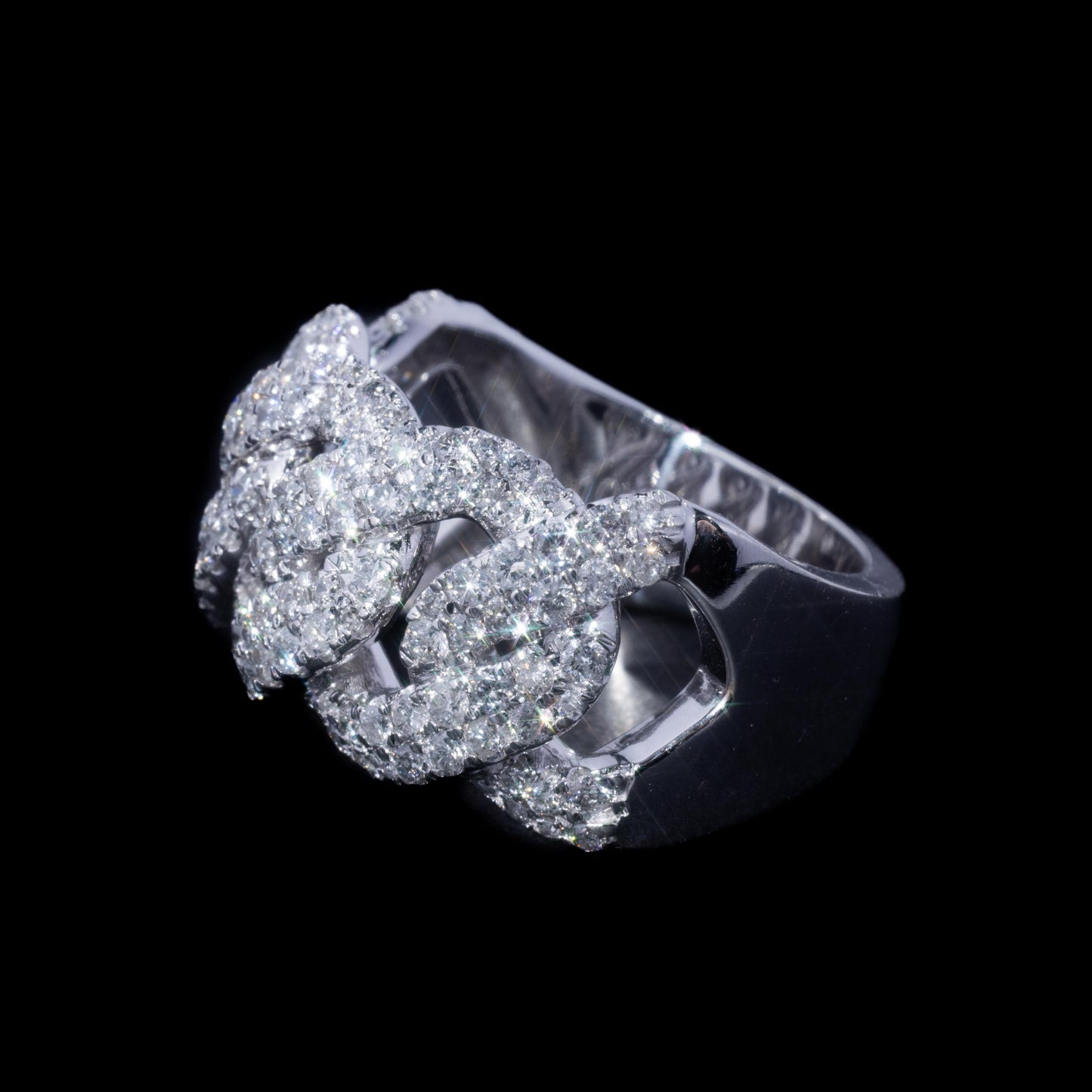 10k White Gold Diamond Cuban Link Ring