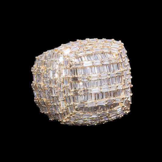 14k Yellow Gold Baguette Diamond Jumbo Ring