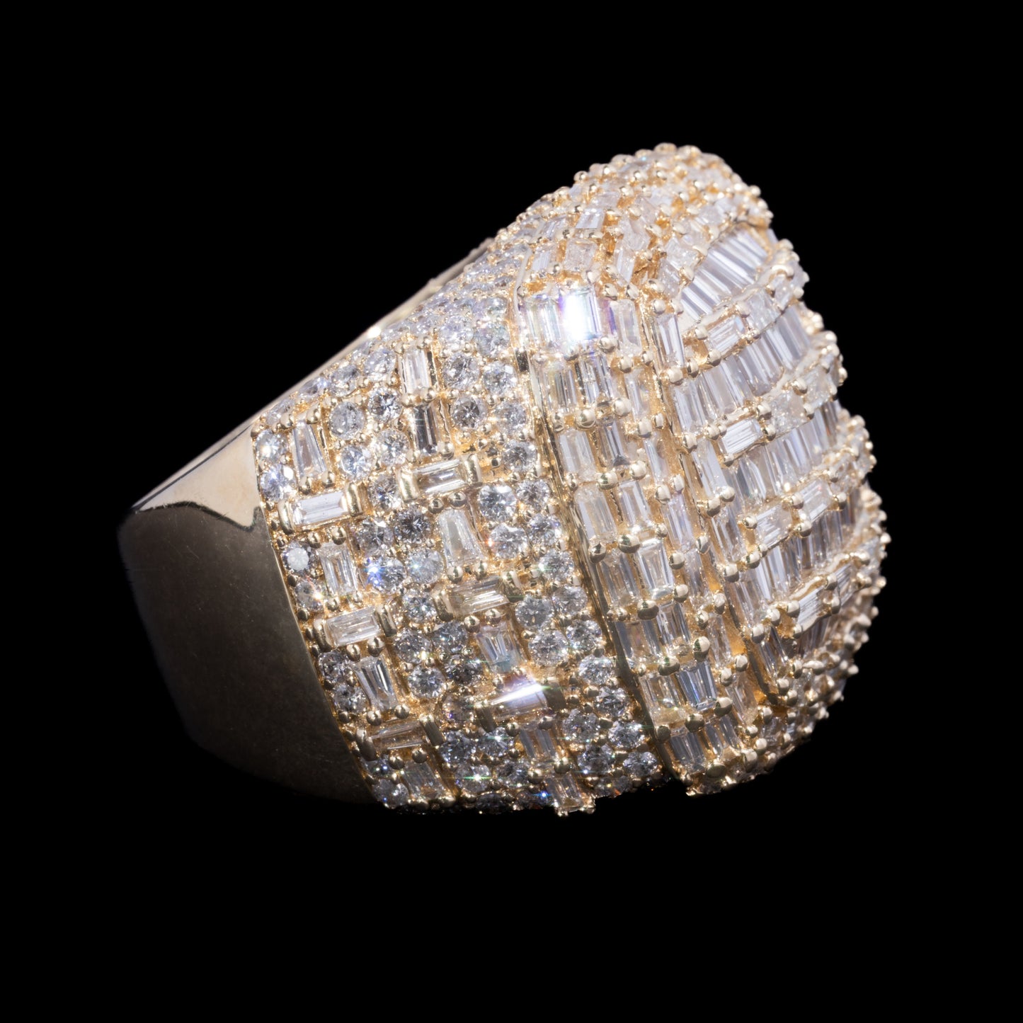 14k Yellow Gold Baguette Diamond Jumbo Ring