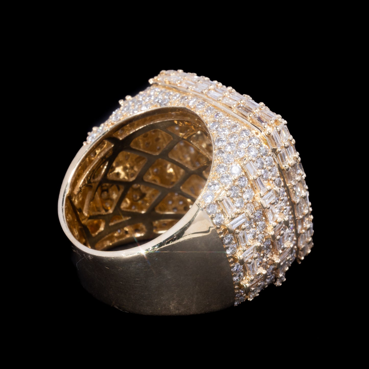 14k Yellow Gold Baguette Diamond Jumbo Ring