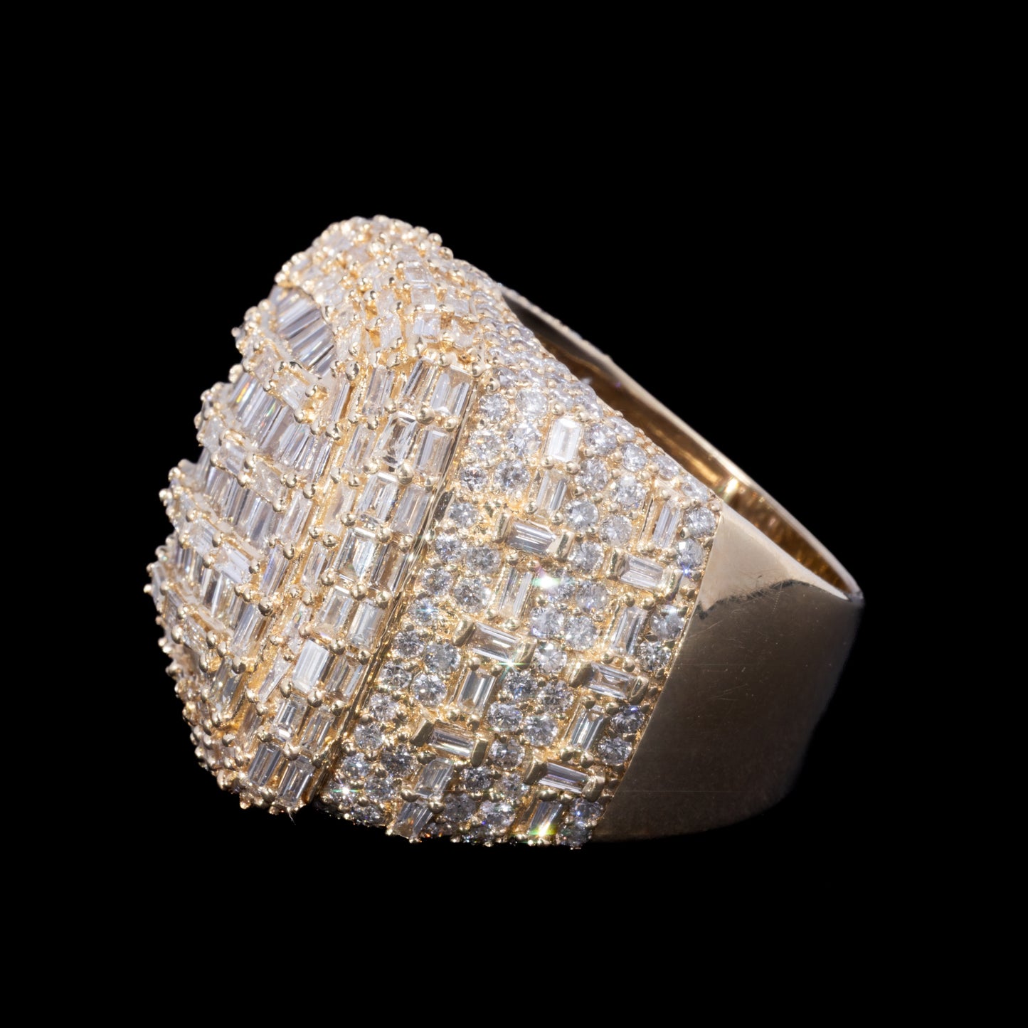 14k Yellow Gold Baguette Diamond Jumbo Ring