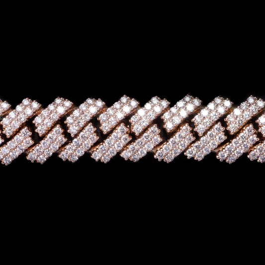 14k Rose Diamond Cuban Link Bracelet.