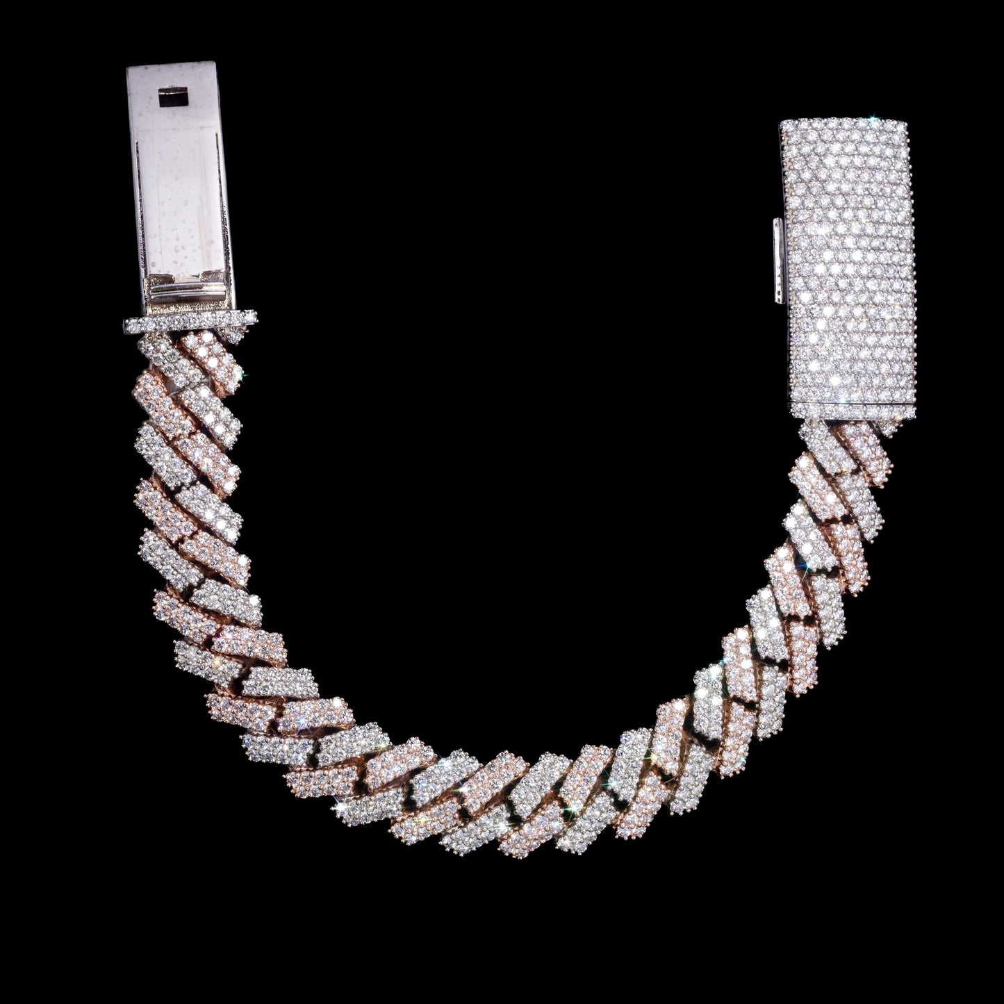 14k White & Rose Gold Diamond Prong Bracelet