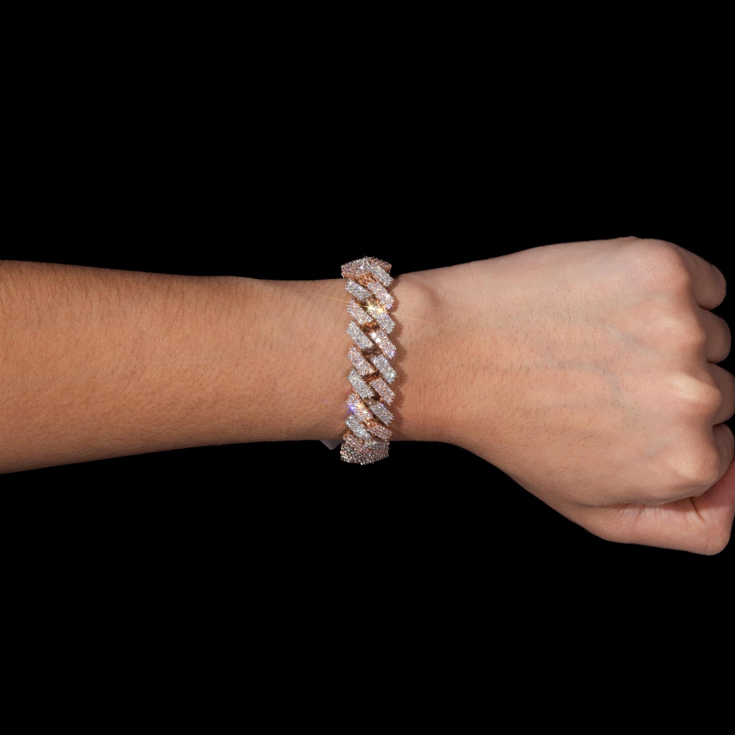 14k White & Rose Gold Diamond Prong Bracelet