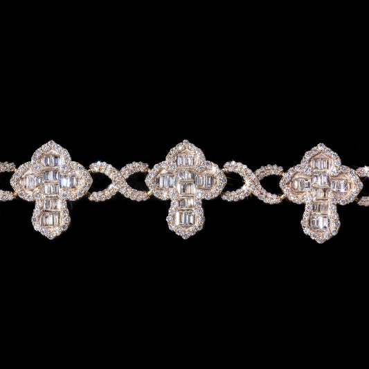 10k Yellow Infinity Cross Diamond Bracelet