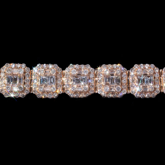 10k Rose Cushion-Cut Diamond Tennis Bracelet