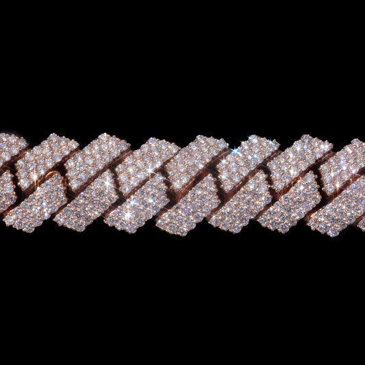 14kt Rose Iced Cuban Link Bracelet