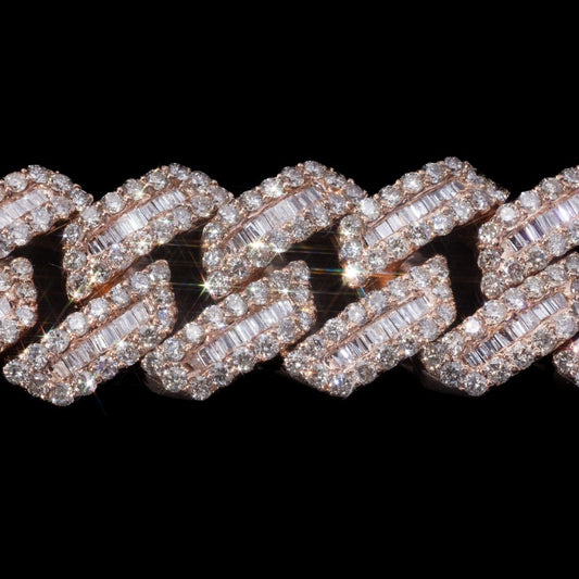 10k Rose Baguette Cuban Link Bracelet