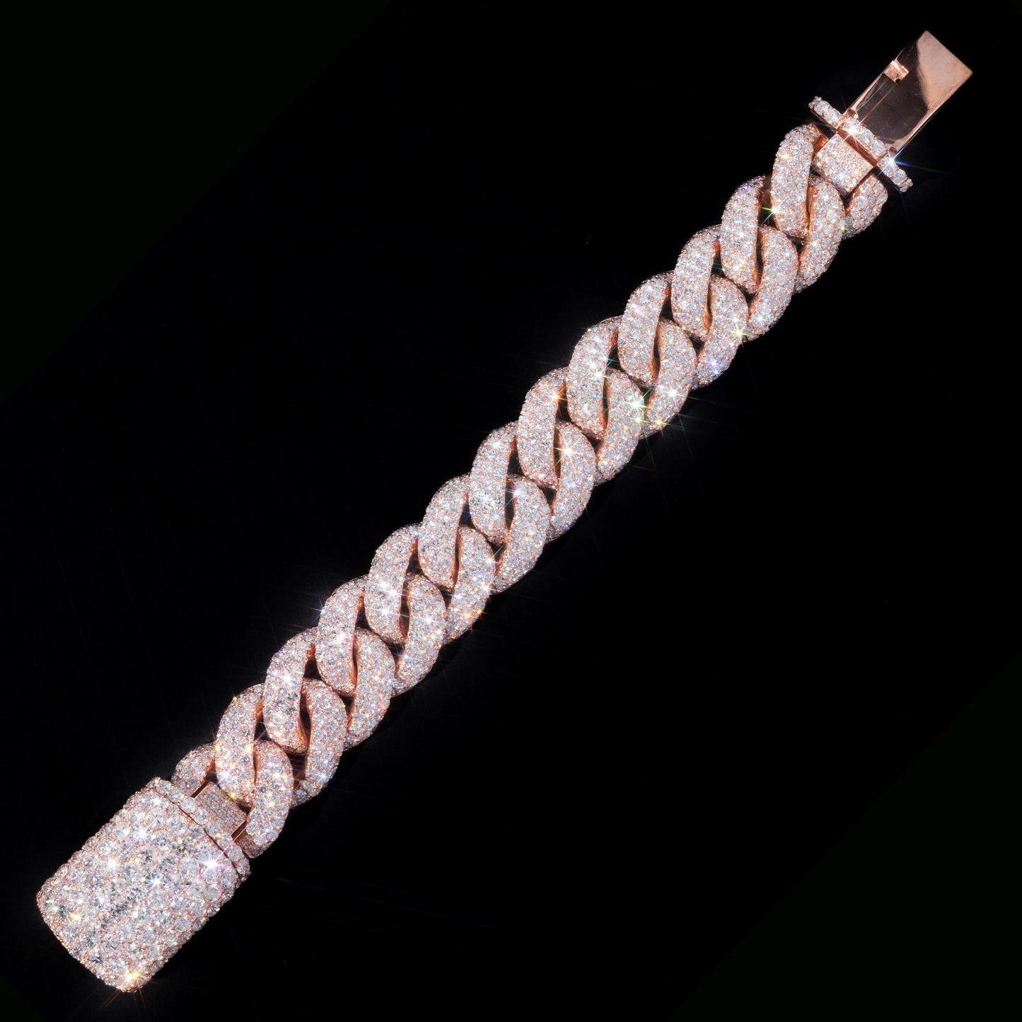 14k Rose Gold Pavé Cuban Link Bracelet
