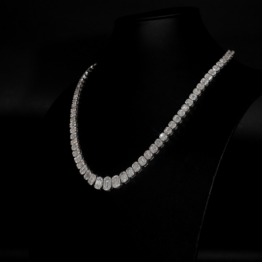 14KT WHITE GOLD  BAGUETTE TENNIS CHAIN
