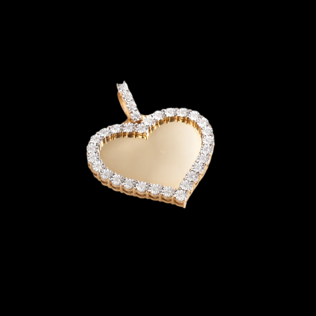 Custom Heart Picture Pendant with Diamonds