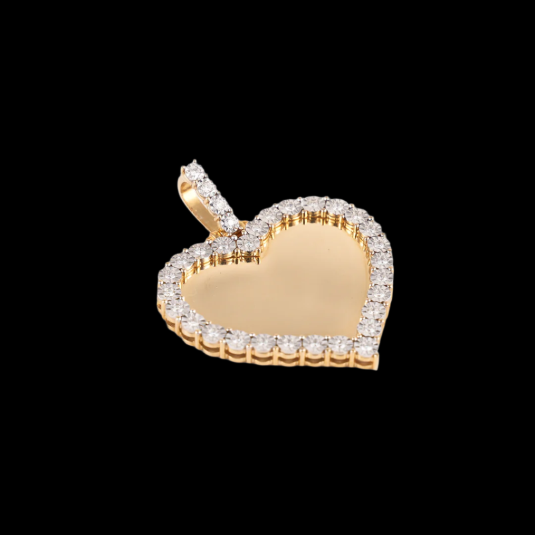 Custom Heart Picture Pendant with Diamonds