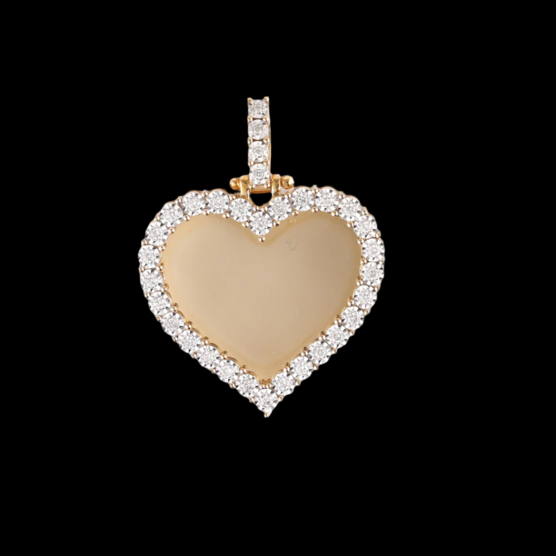 Custom Heart Picture Pendant with Diamonds