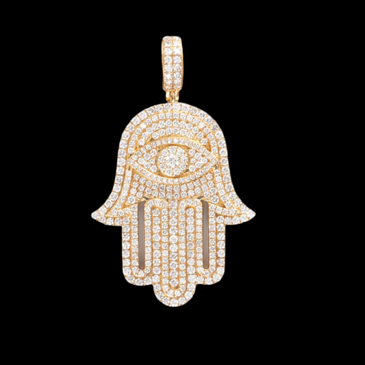 14kt Yellow Gold Hamsa Pendant with Diamonds