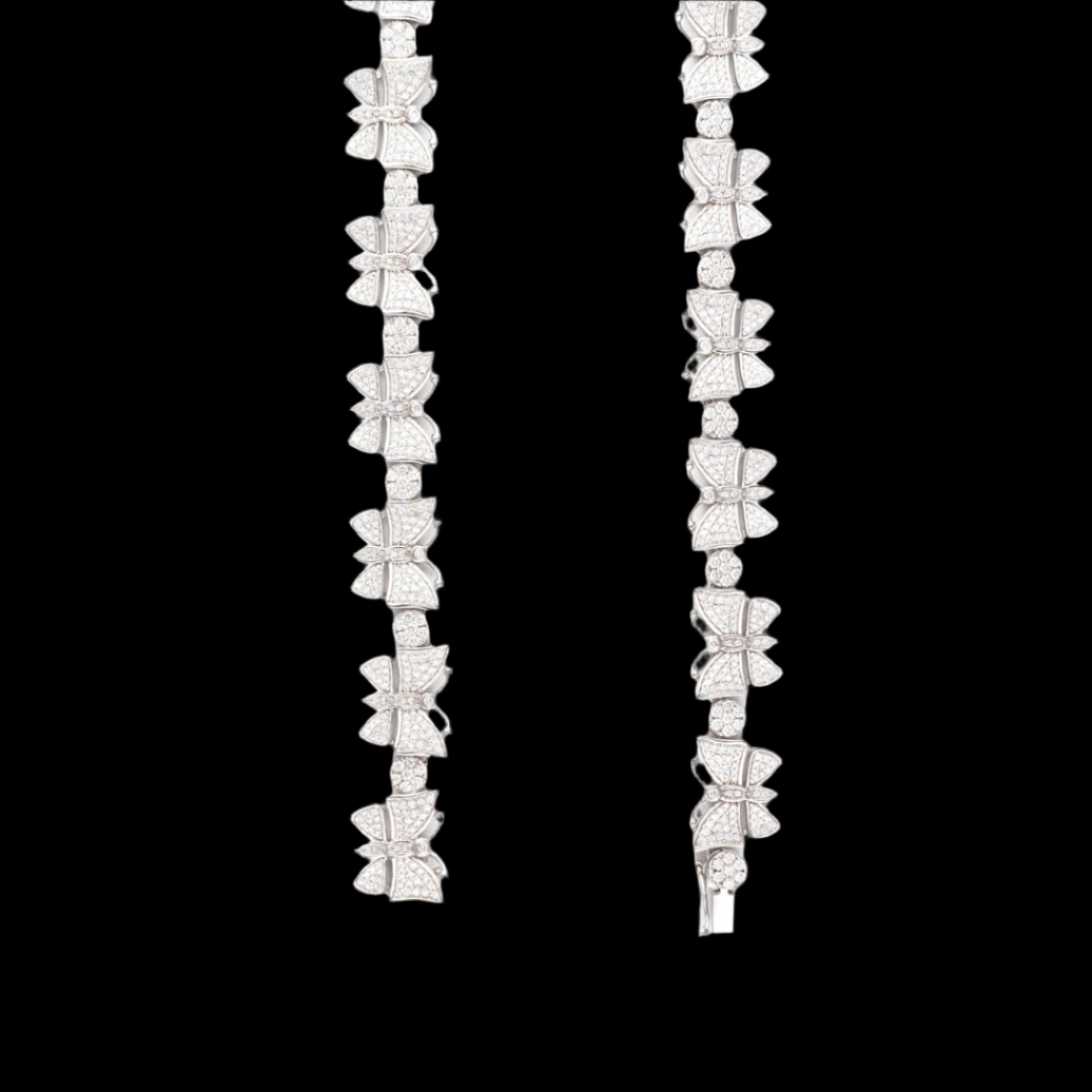 14k White Gold Diamond Butterfly Chain