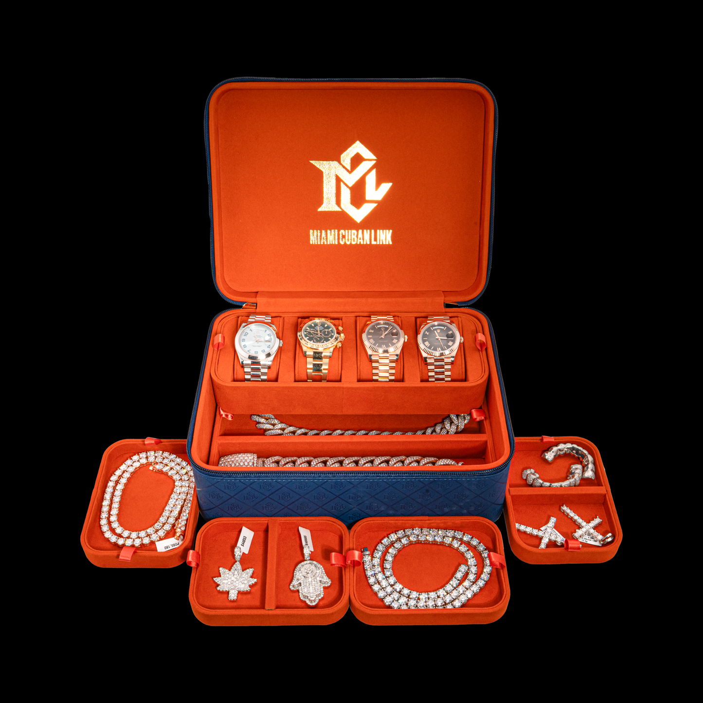Miami Cuban Link Voyage Travel Jewelry Case - Blue