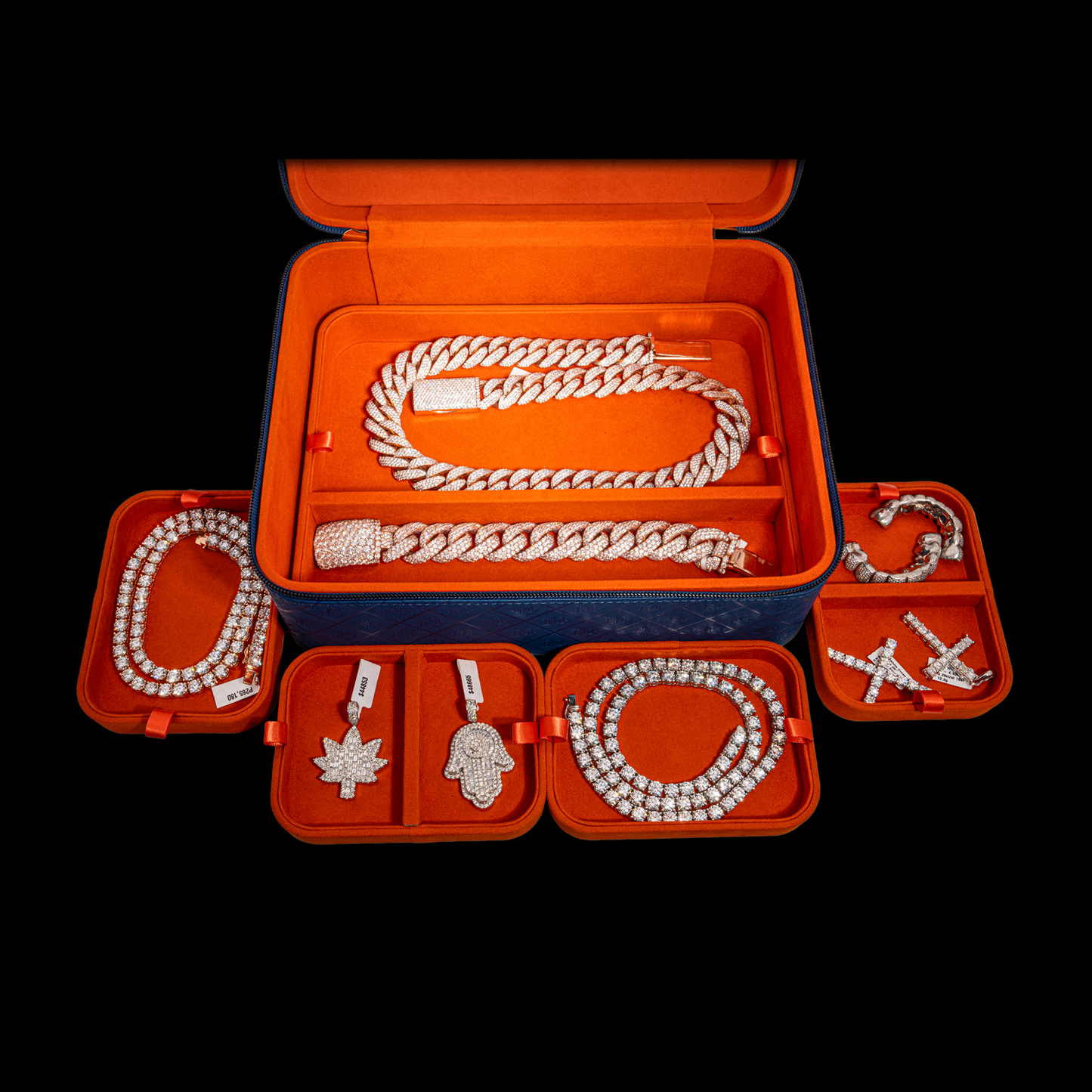 Miami Cuban Link Voyage Travel Jewelry Case - Blue