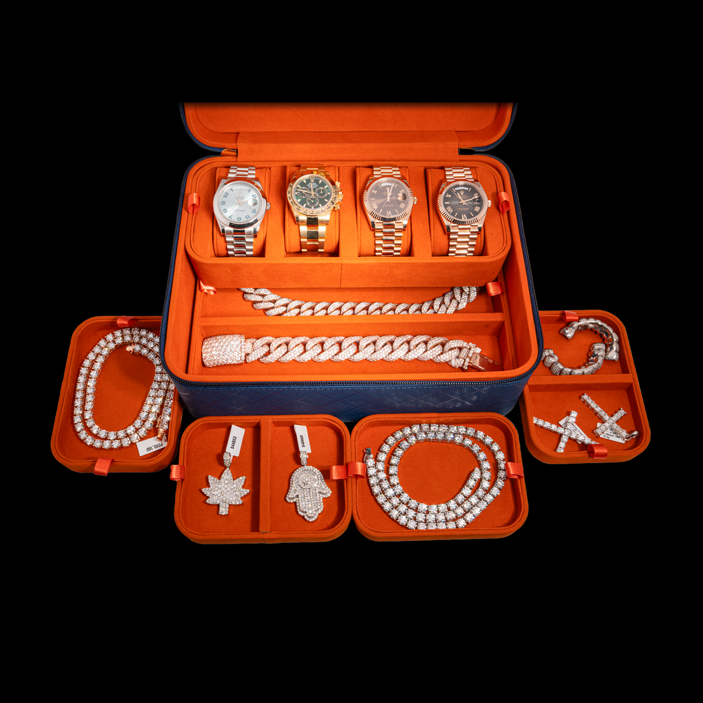 Miami Cuban Link Voyage Travel Jewelry Case - Blue