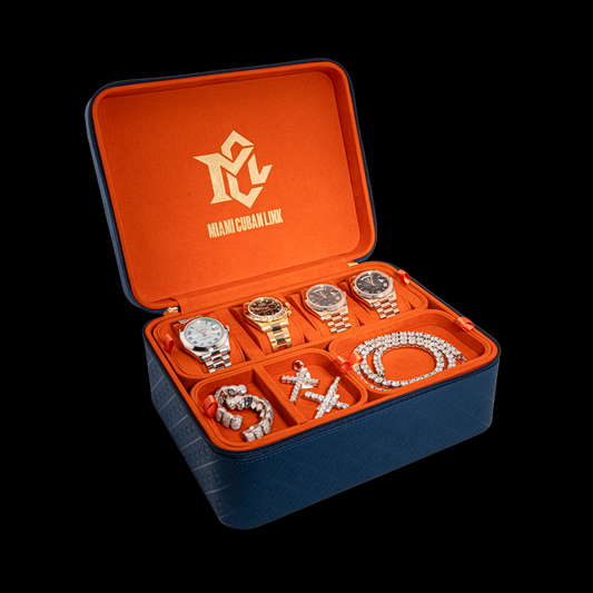Miami Cuban Link Voyage Travel Jewelry Case - Blue