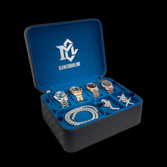 Miami Cuban Link Voyage Travel Jewelry Case - Grey Blue