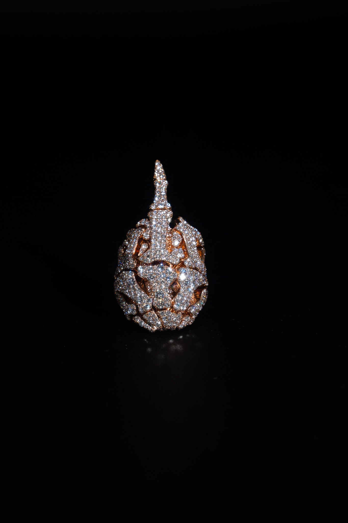 10kt Rose Gold Iced out skeleton ring