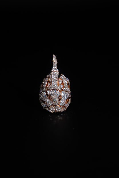10kt Rose Gold Iced out skeleton ring