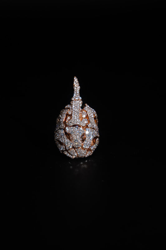 10kt Rose Gold Iced out skeleton ring