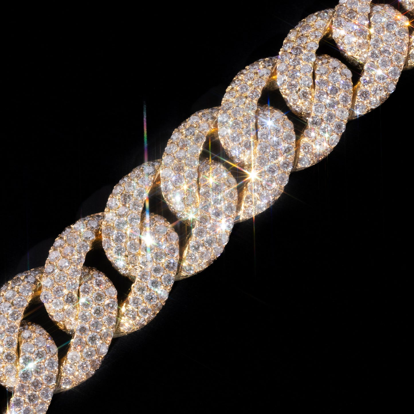 10k Yellow Gold Pavé Diamond Cuban Link Chain