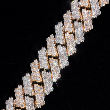 14k Two-Tone Yellow & White Gold Diamond Prong Cuban Link Chain