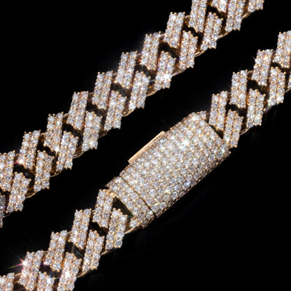 10k Yellow Gold Diamond Prong Cuban Link Chain