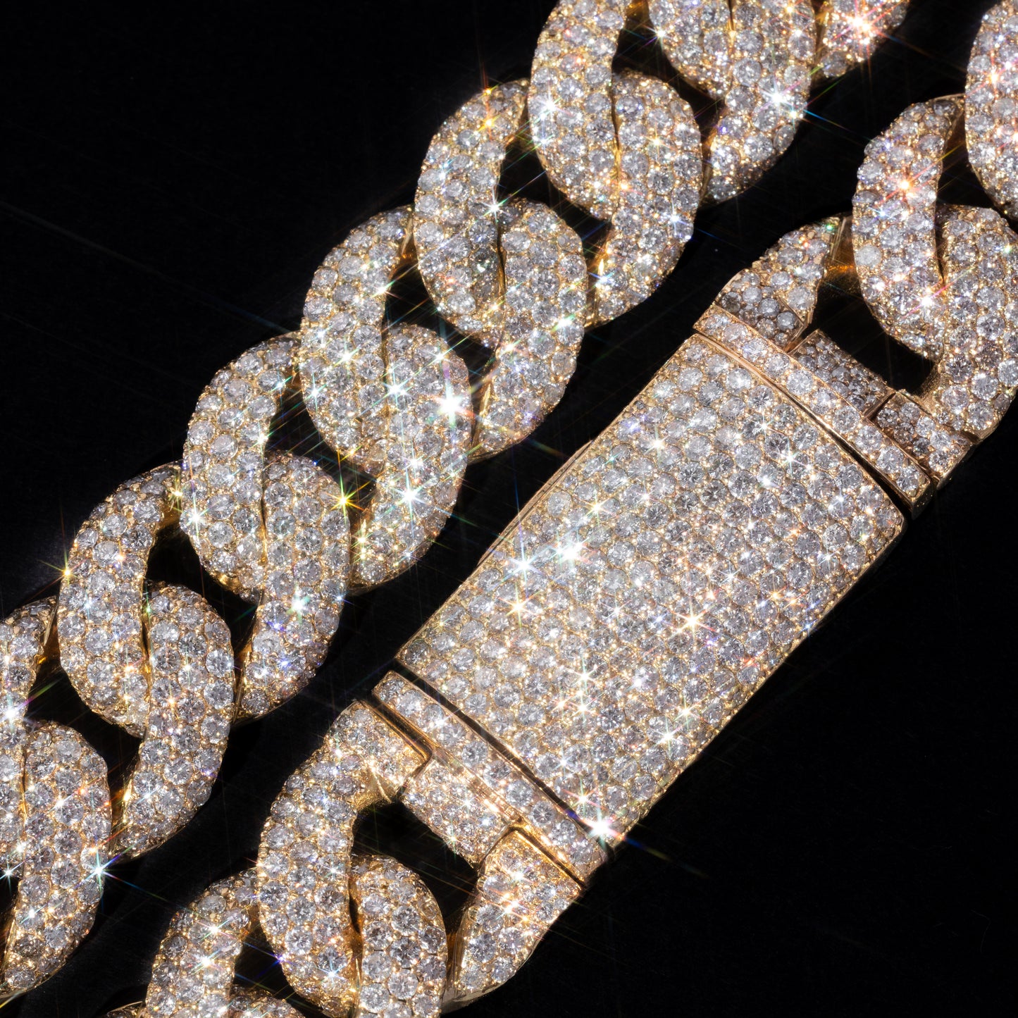 10k Yellow Gold Pavé Diamond Cuban Link Chain