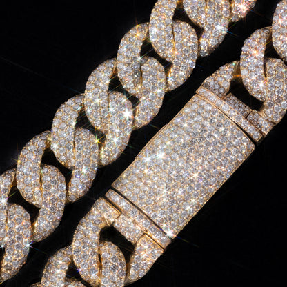 10k Yellow Gold Pavé Diamond Cuban Link Chain